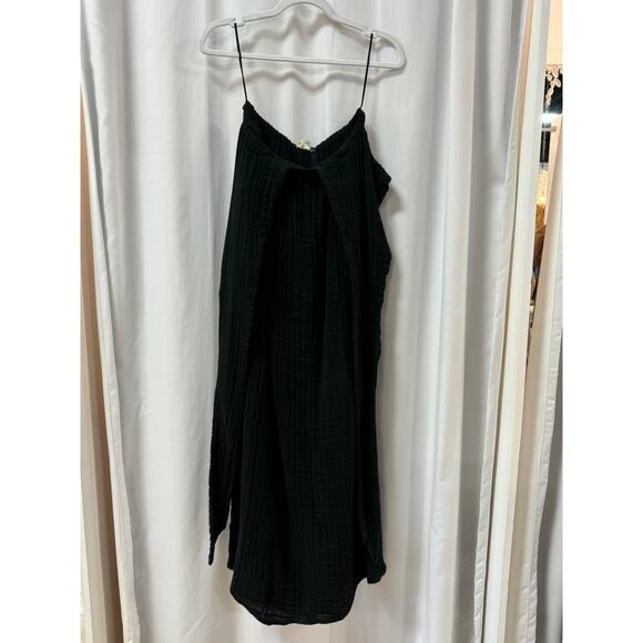 NWT Elan Gauze Sleeveless Halter Neck Midi Dress Charcoal Black Women's Size M - Picture 1 of 11